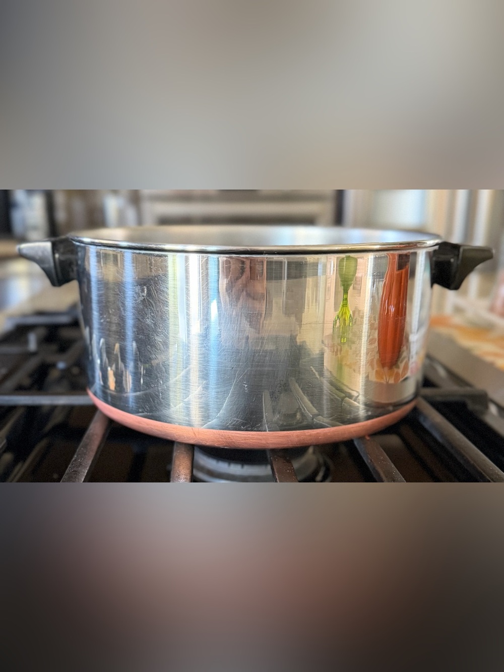 Vintage 1970s Revere Ware 1801 6 Qt Copper Bottom Stock Pot Clinton USA